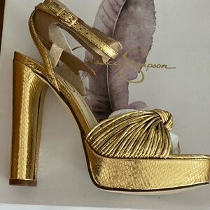 Jessica Simpson Metallic Gold Heels